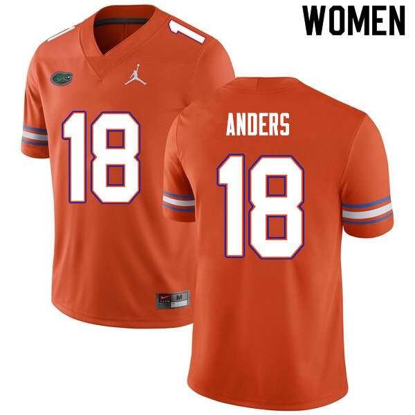 Women's NCAA Florida Gators Jack Anders #18 Stitched Authentic Nike Orange College Football Jersey BRE0265BN